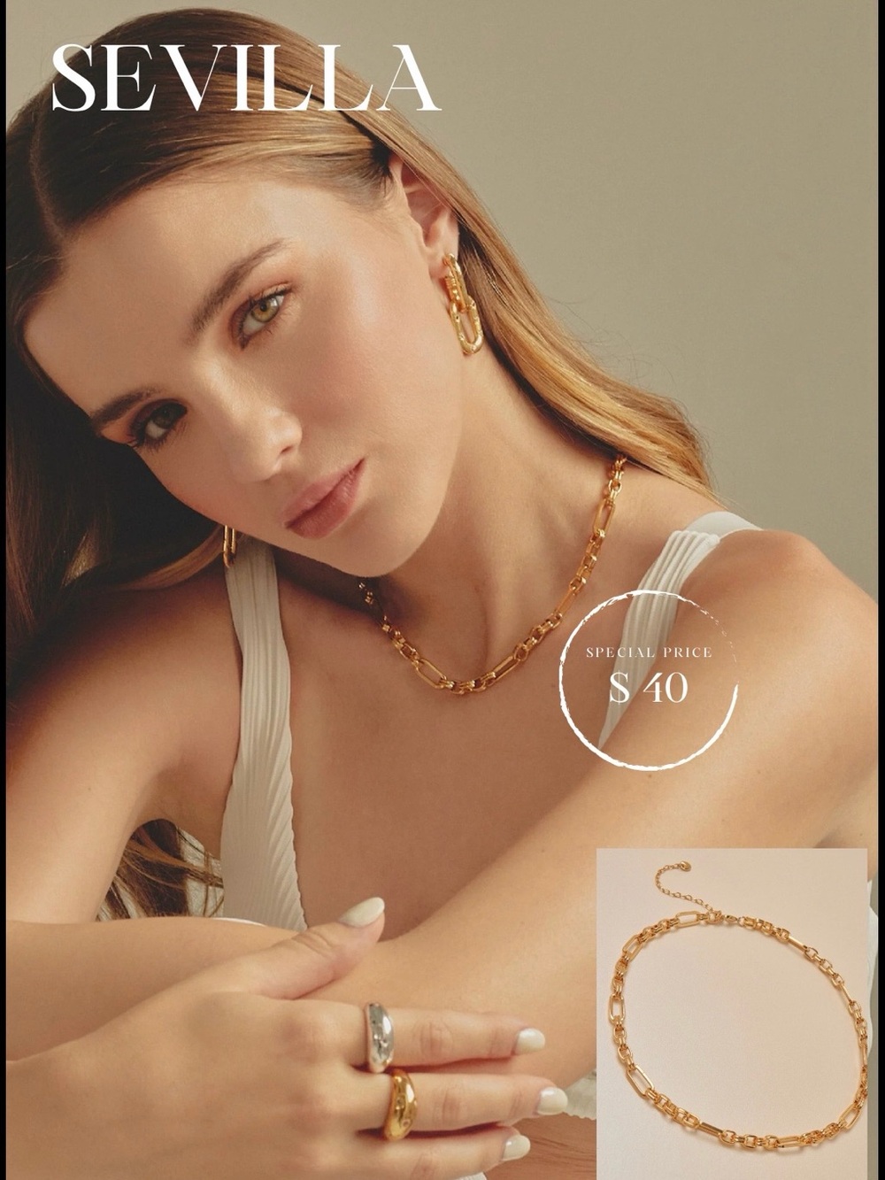 Sevilla Gold Link Necklace - Women's Gold Chain